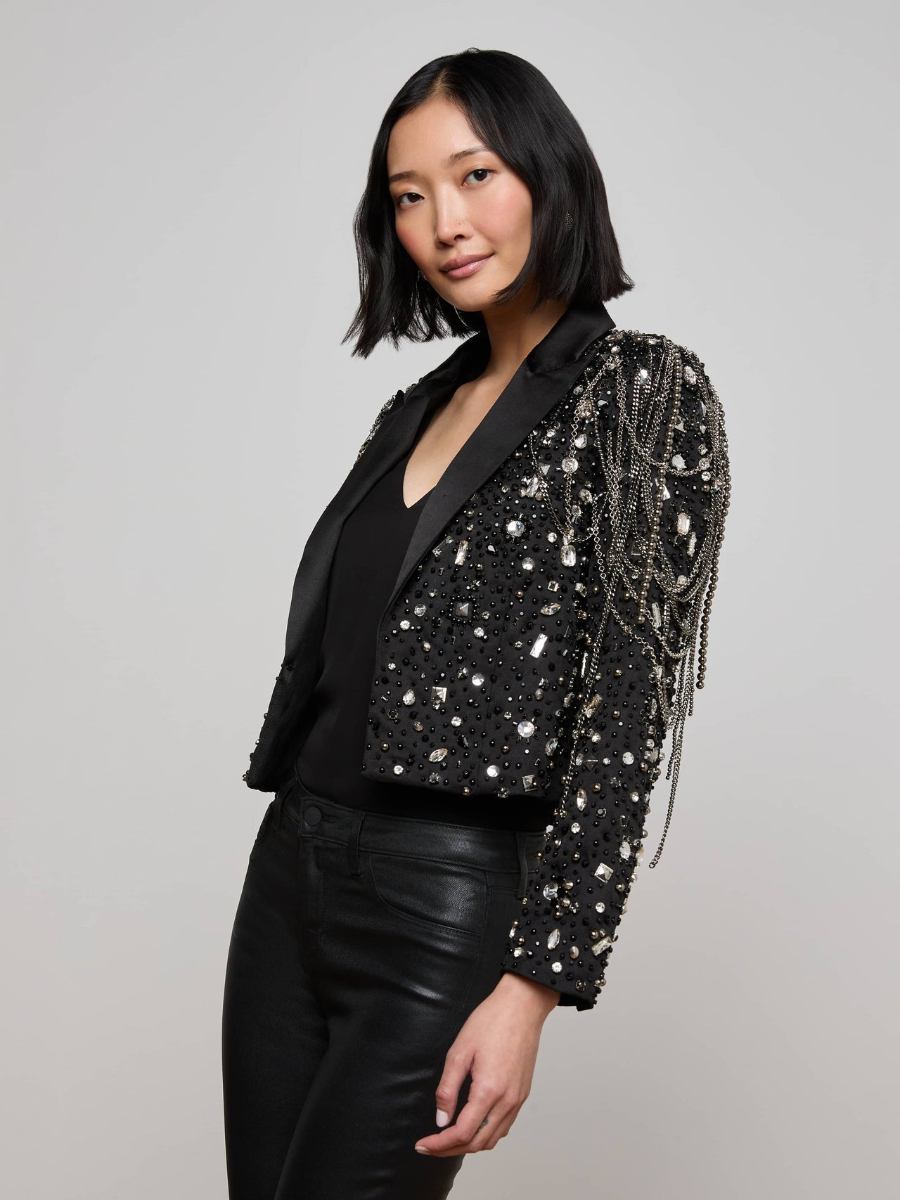 Soma Embellished Blazer in Crystal/Chain Embellishment
