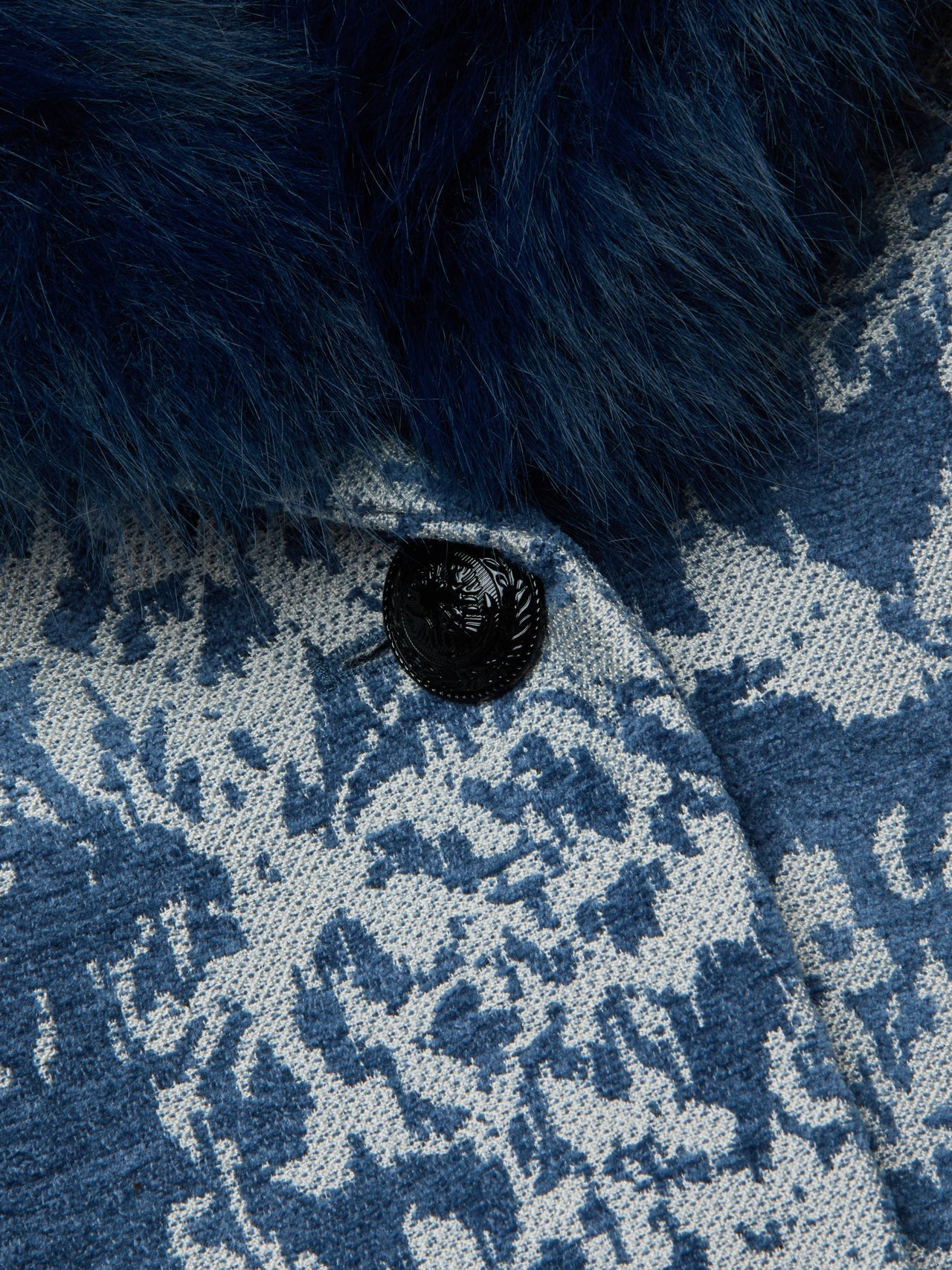 Laney Jacquard Coat in Dark Blue Stone Jacquard