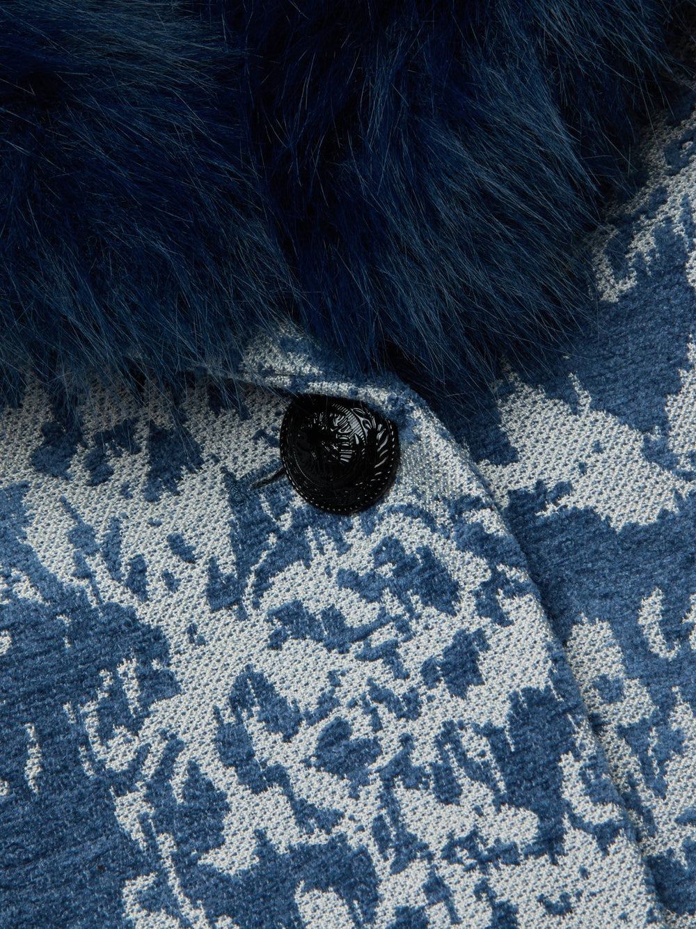 Laney Jacquard Coat in Dark Blue Stone Jacquard