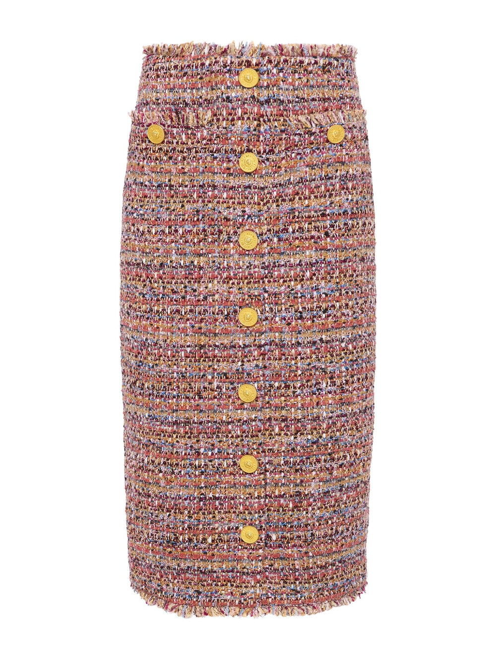 Tai Tweed Midi Skirt in Mauve/Tan Multi Tweed