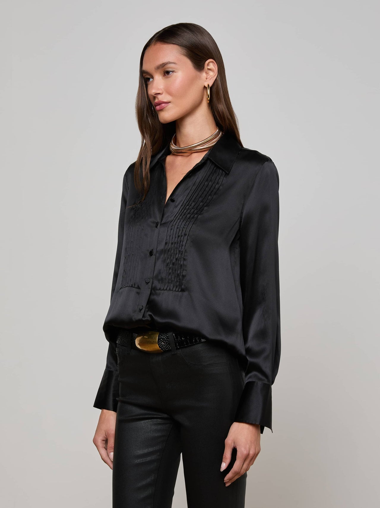 Divya Silk Shirt in Black