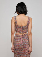 Maylin Tweed Top in Mauve/Tan Multi Tweed