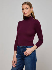 Kamdyn Mock-Neck Top in Dark Port/Gold