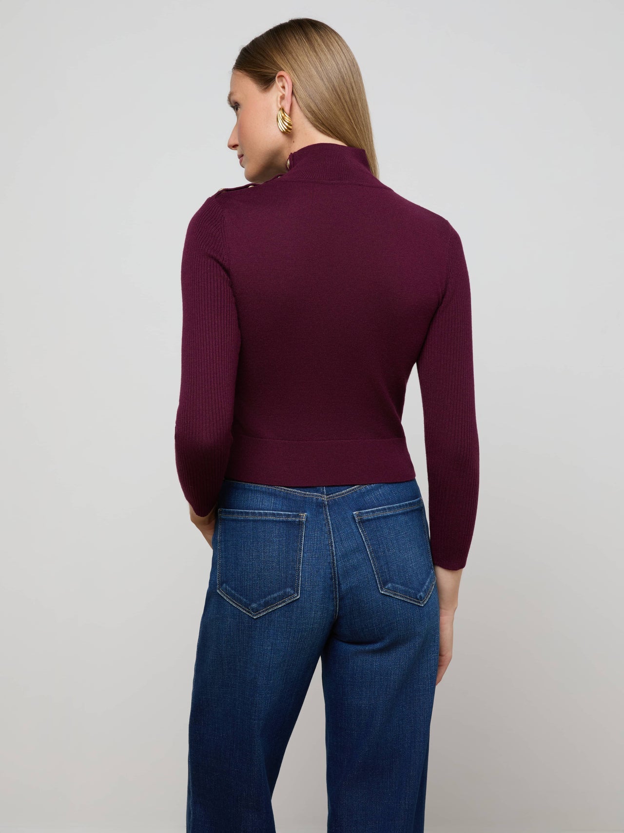 Kamdyn Mock-Neck Top in Dark Port/Gold
