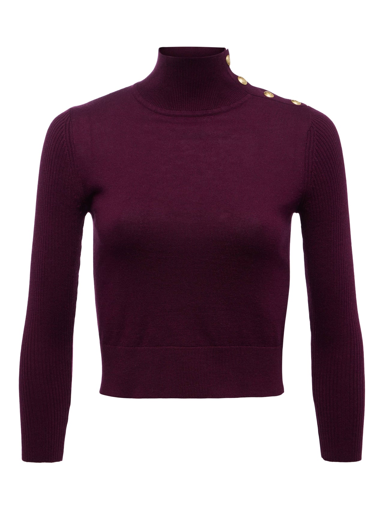 Kamdyn Mock-Neck Top in Dark Port/Gold