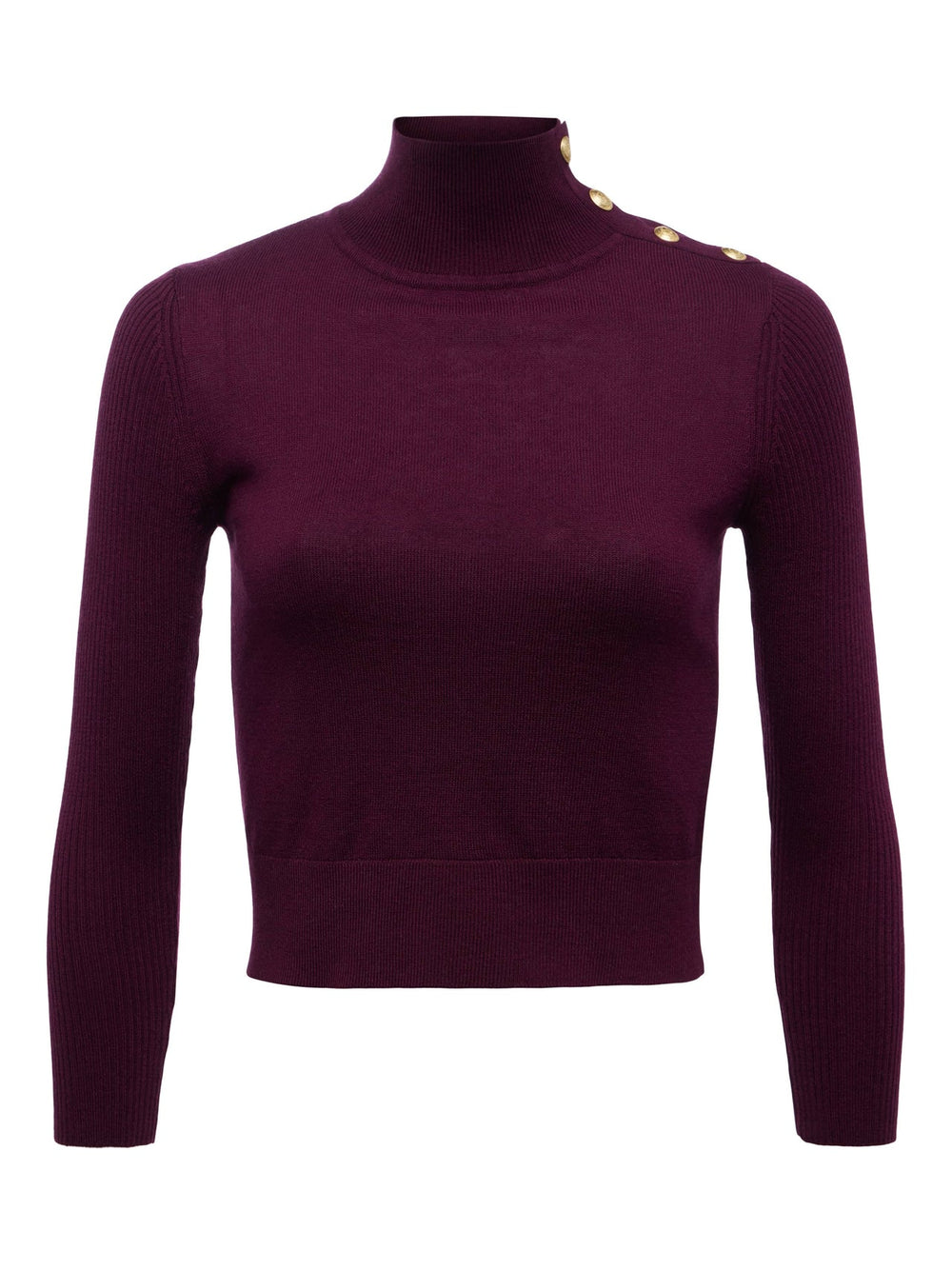 Kamdyn Mock-Neck Top in Dark Port/Gold
