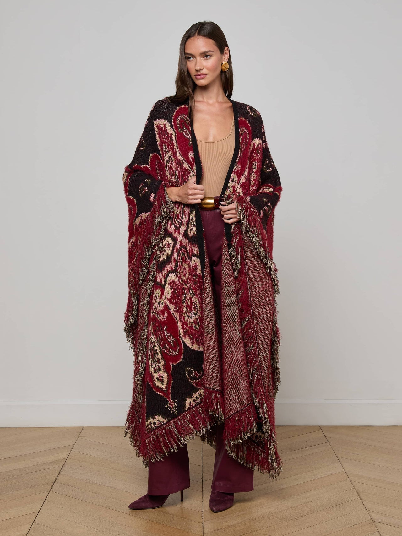Naoko Poncho in Multi Stripe Paisley
