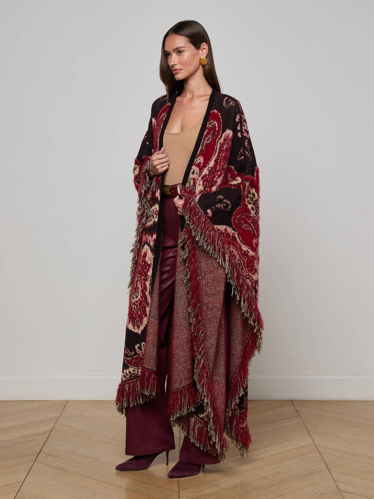 Naoko Poncho in Multi Stripe Paisley
