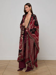 Naoko Poncho in Multi Stripe Paisley