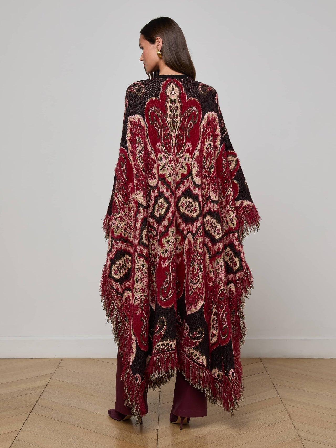 Naoko Poncho in Multi Stripe Paisley