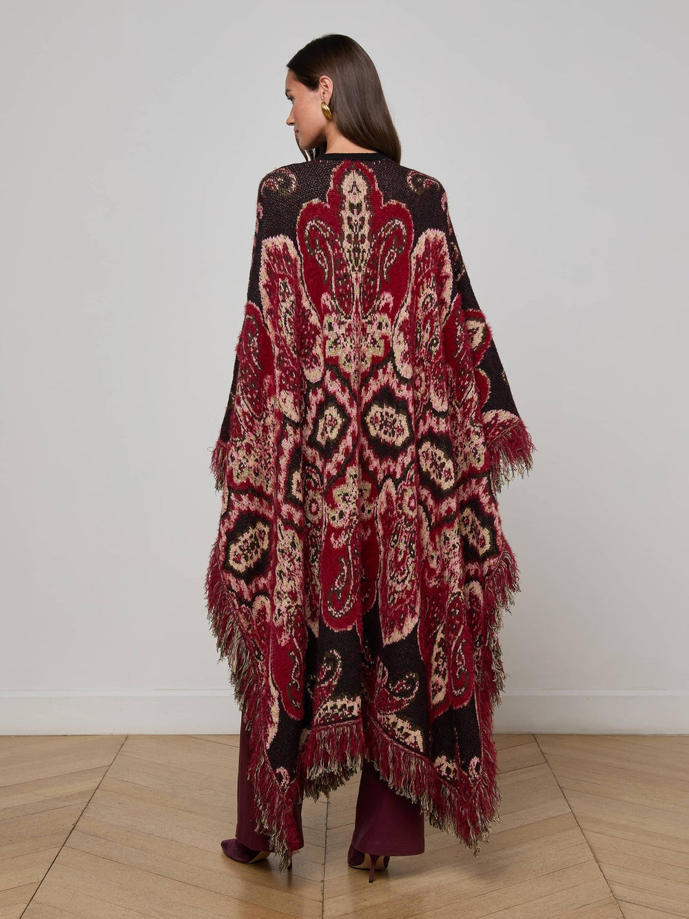 Naoko Poncho in Multi Stripe Paisley