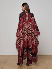 Naoko Poncho in Multi Stripe Paisley