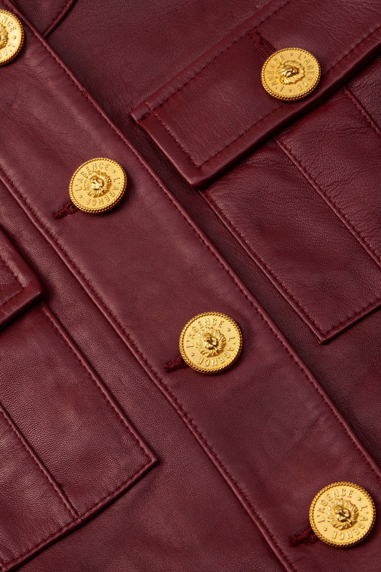 Deidra Cropped Leather Jacket in Black Cherry