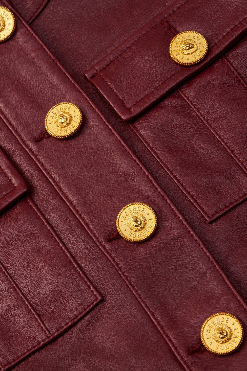 Deidra Cropped Leather Jacket in Black Cherry