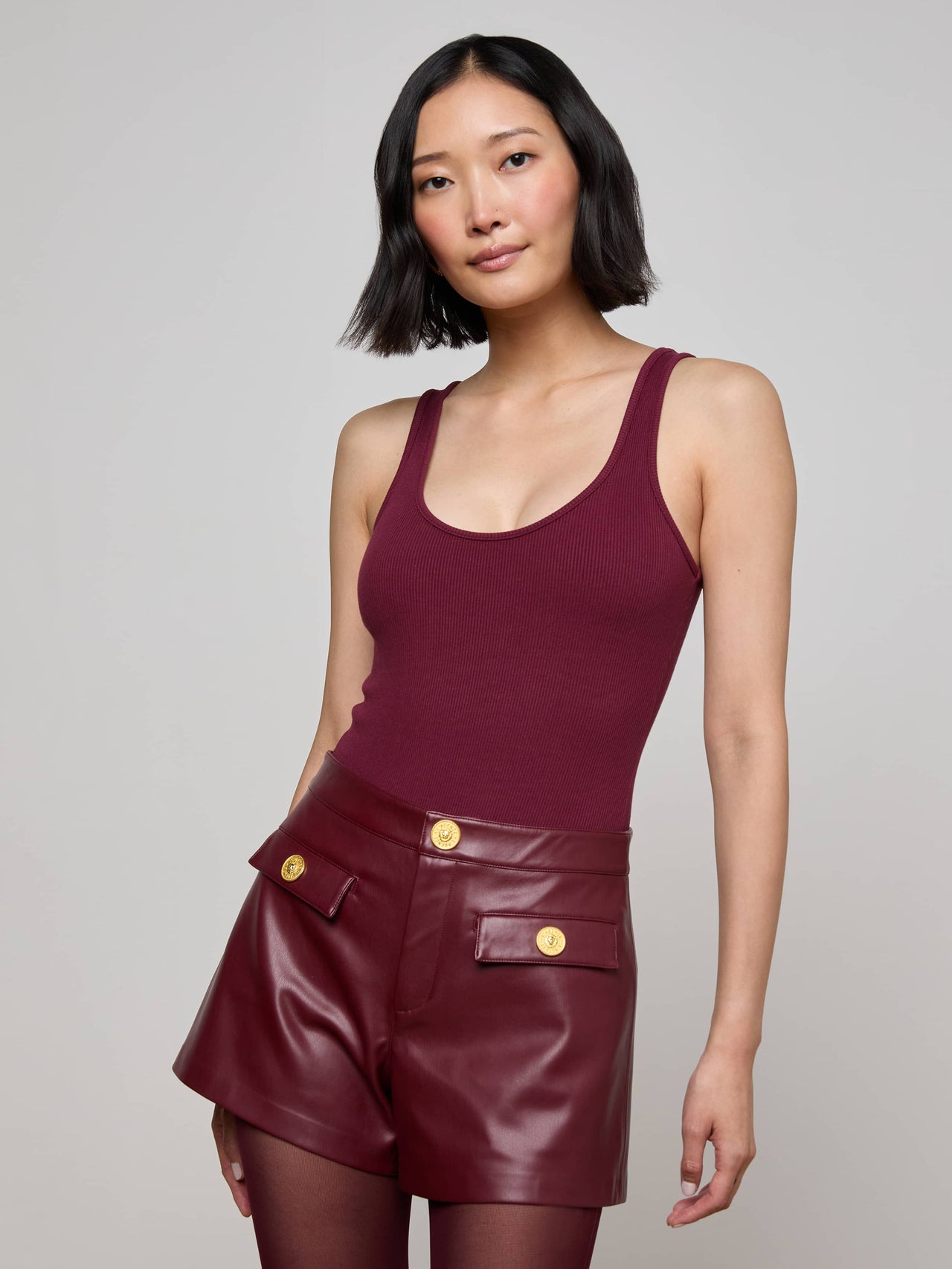Nica Scoopneck Bodysuit in Dark Port