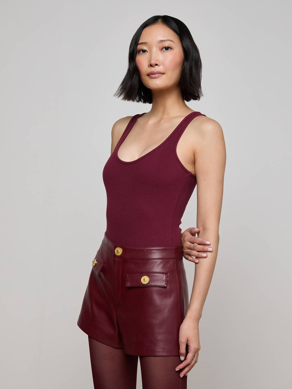 Nica Scoopneck Bodysuit in Dark Port
