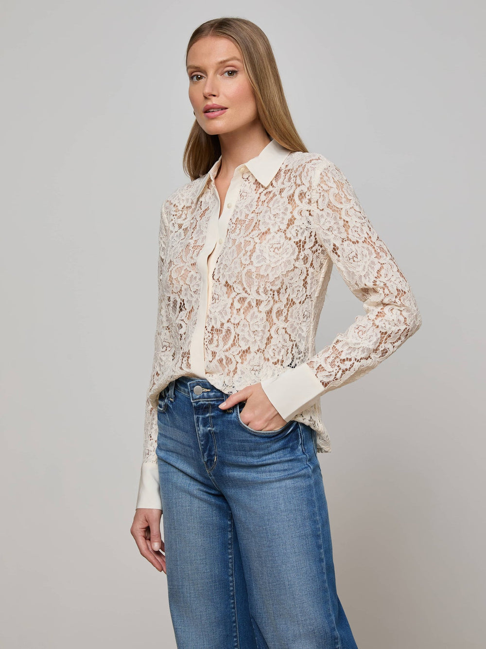 Maia Lace Blouse in Vintage White
