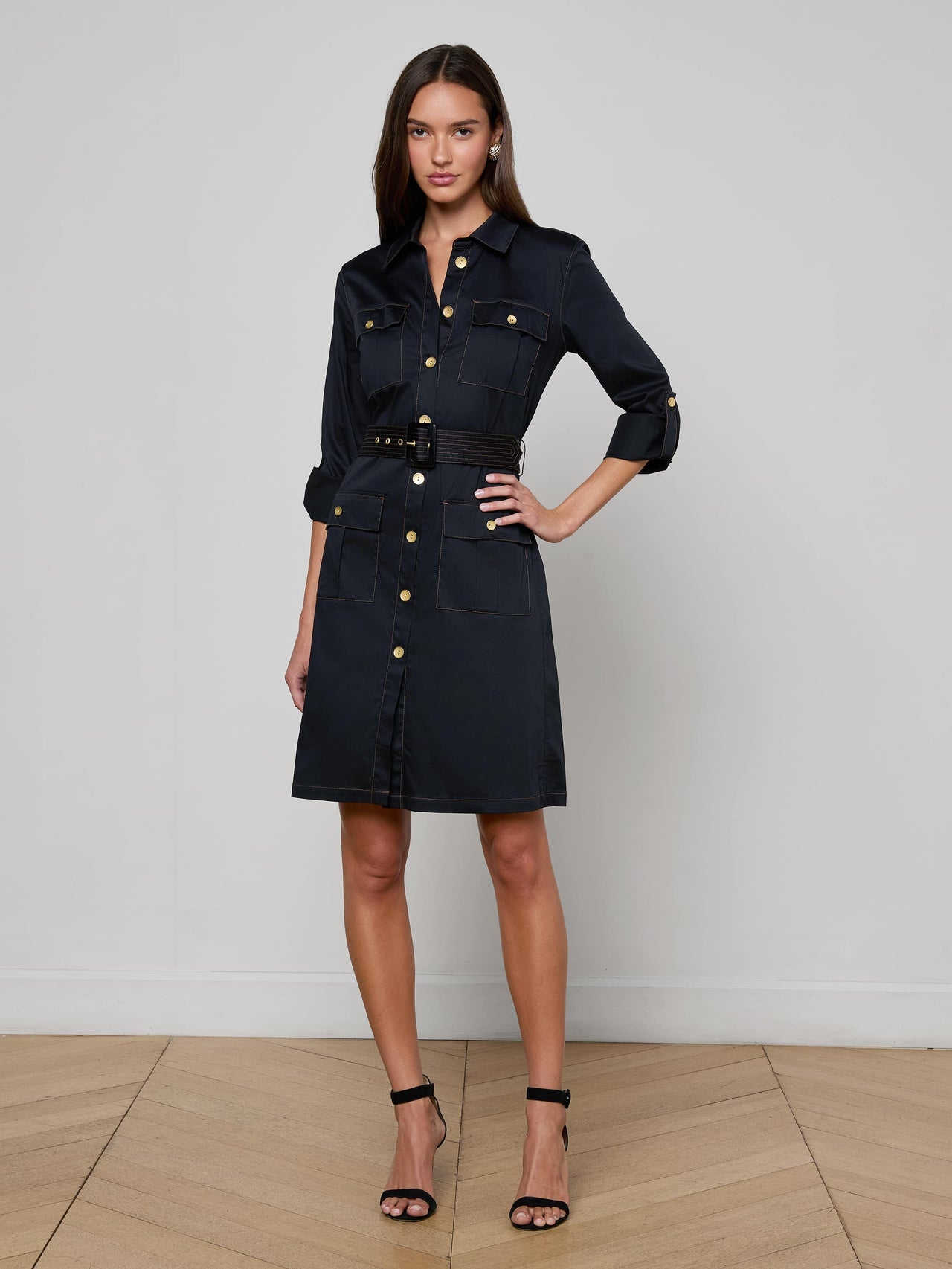 Karin Poplin Shirt Dress in Black