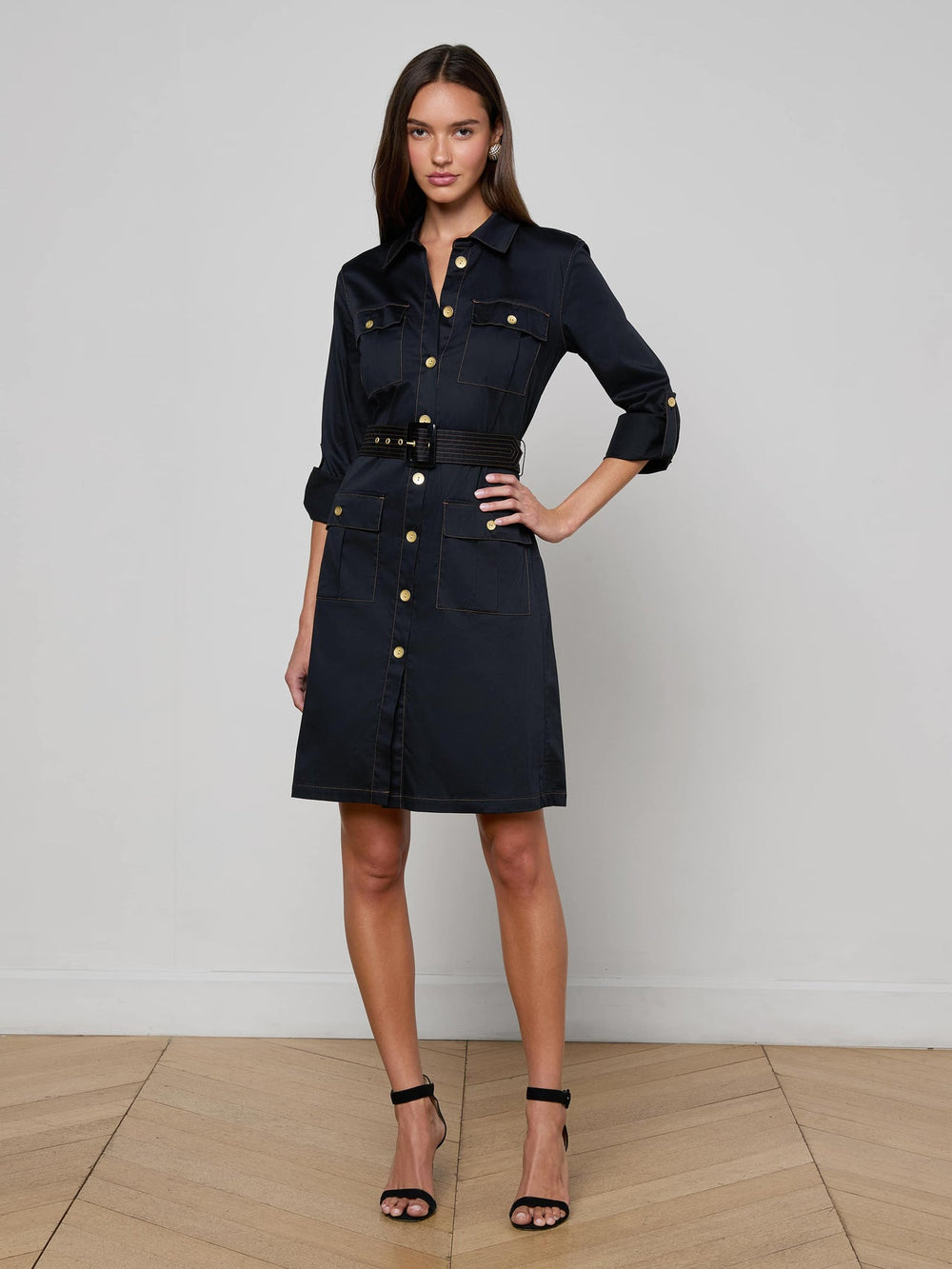 Karin Poplin Shirt Dress in Black