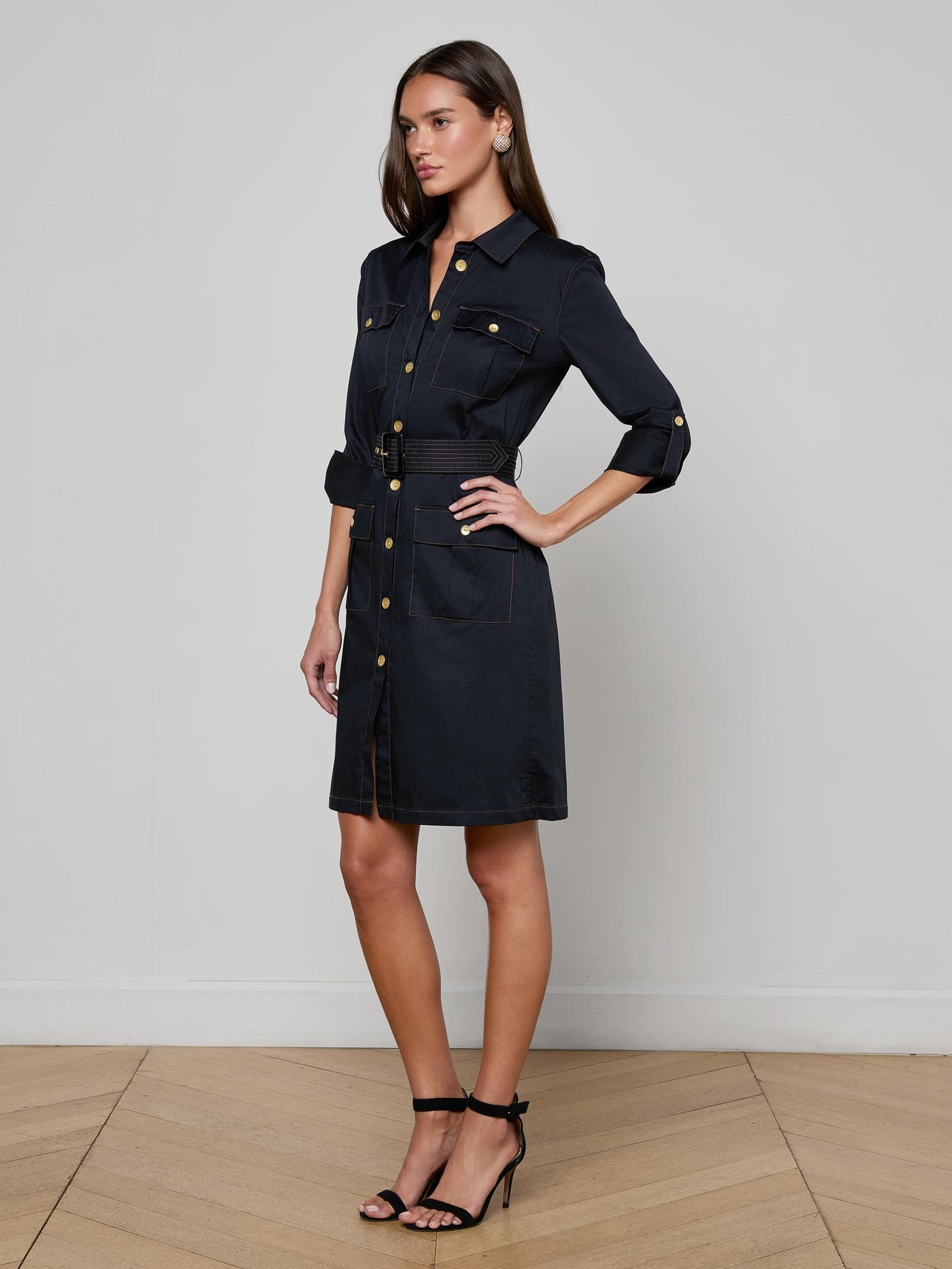Karin Poplin Shirt Dress in Black