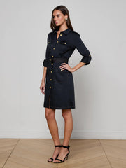 Karin Poplin Shirt Dress in Black