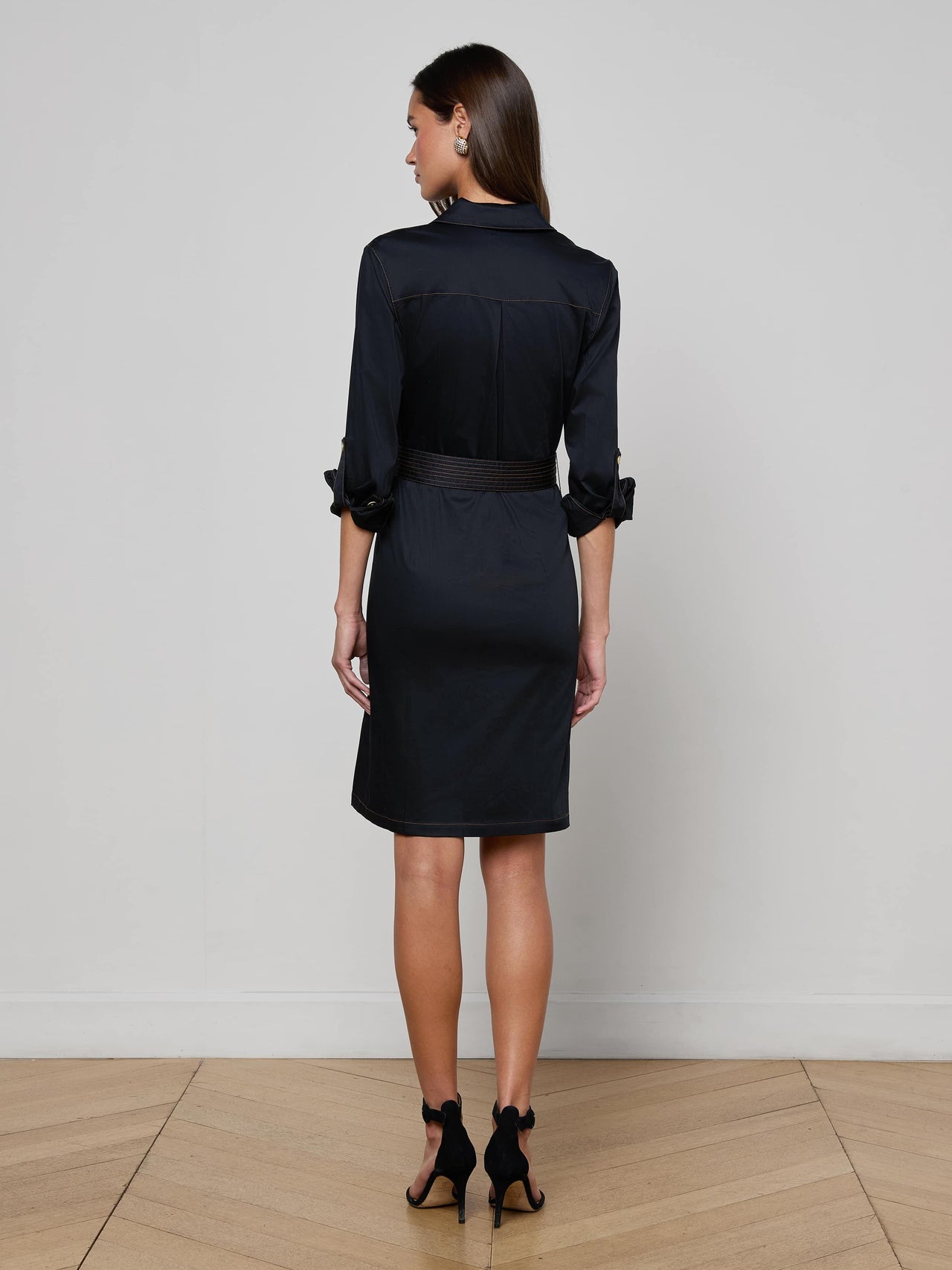 Karin Poplin Shirt Dress in Black