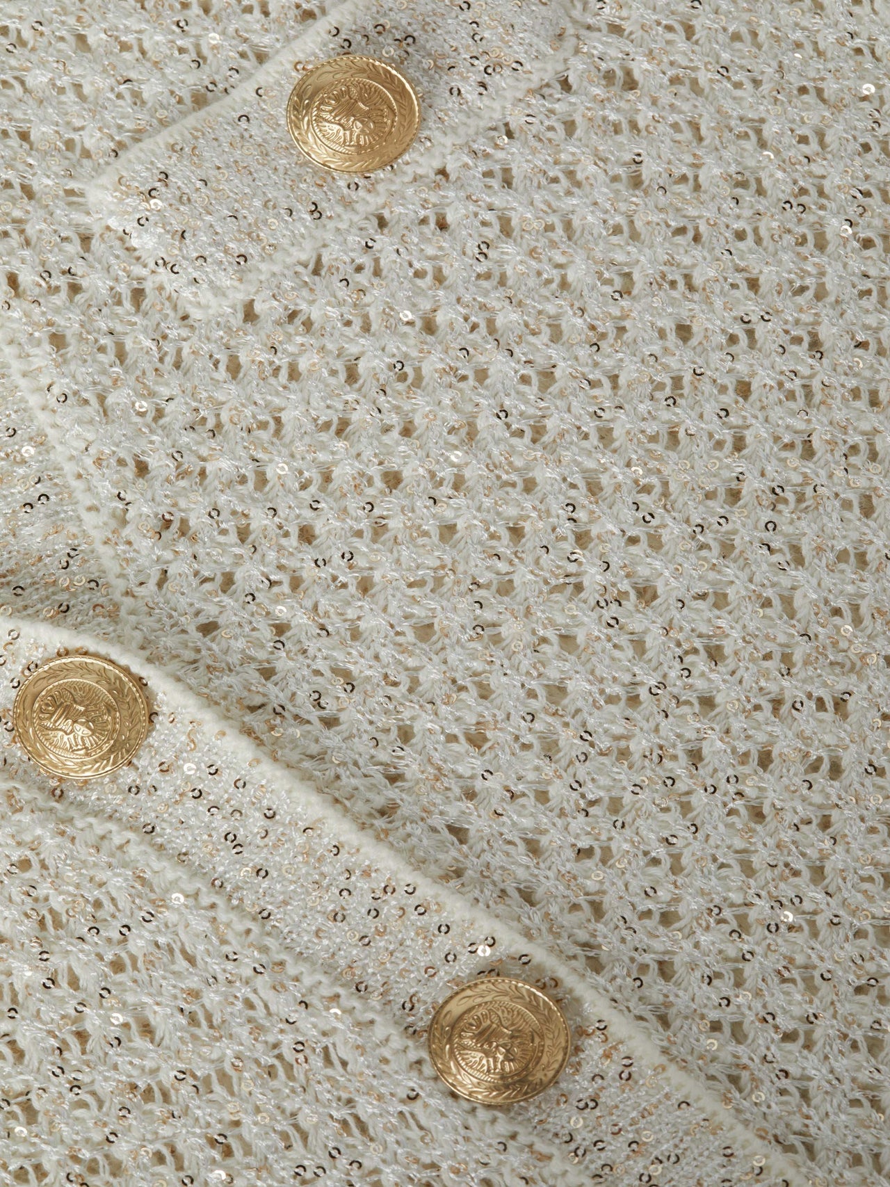 Blanca Sequin Cardigan in Ivory/Gold
