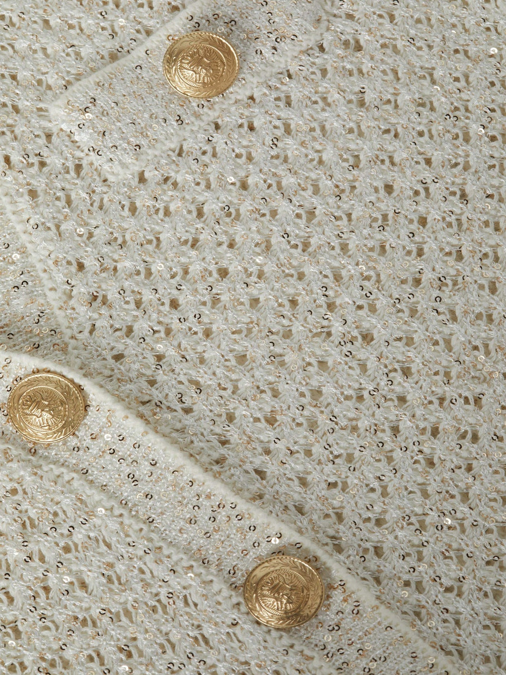 Blanca Sequin Cardigan in Ivory/Gold
