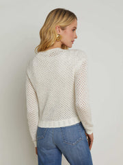 Blanca Sequin Cardigan in Ivory/Gold
