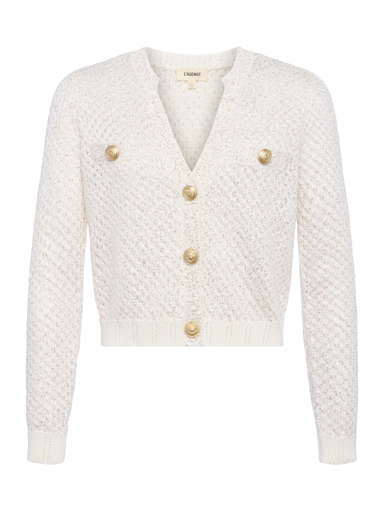Blanca Sequin Cardigan in Ivory/Gold