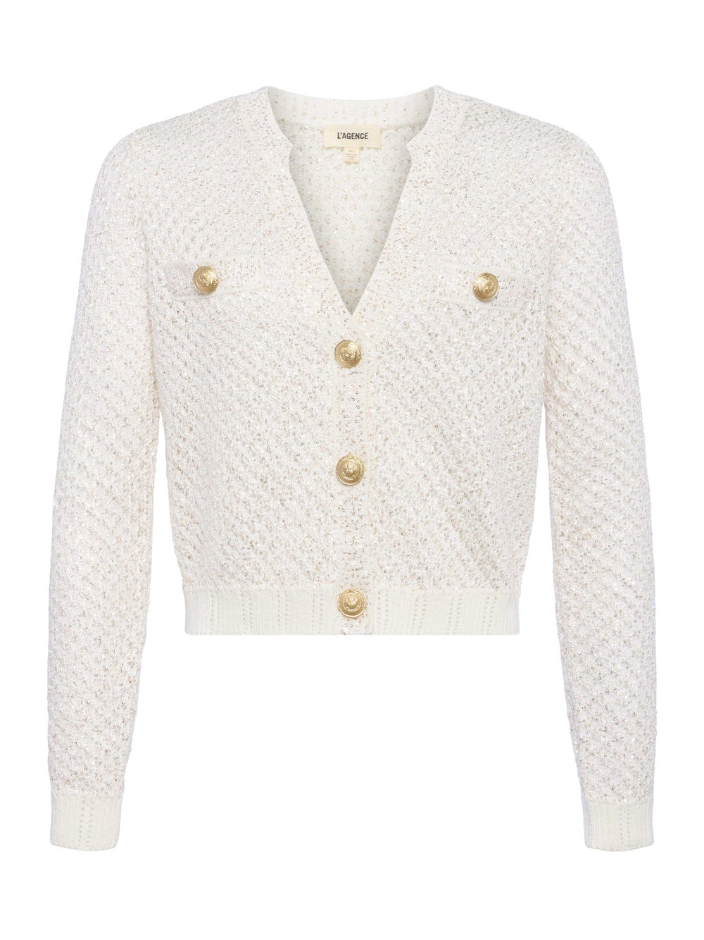 Blanca Sequin Cardigan in Ivory/Gold