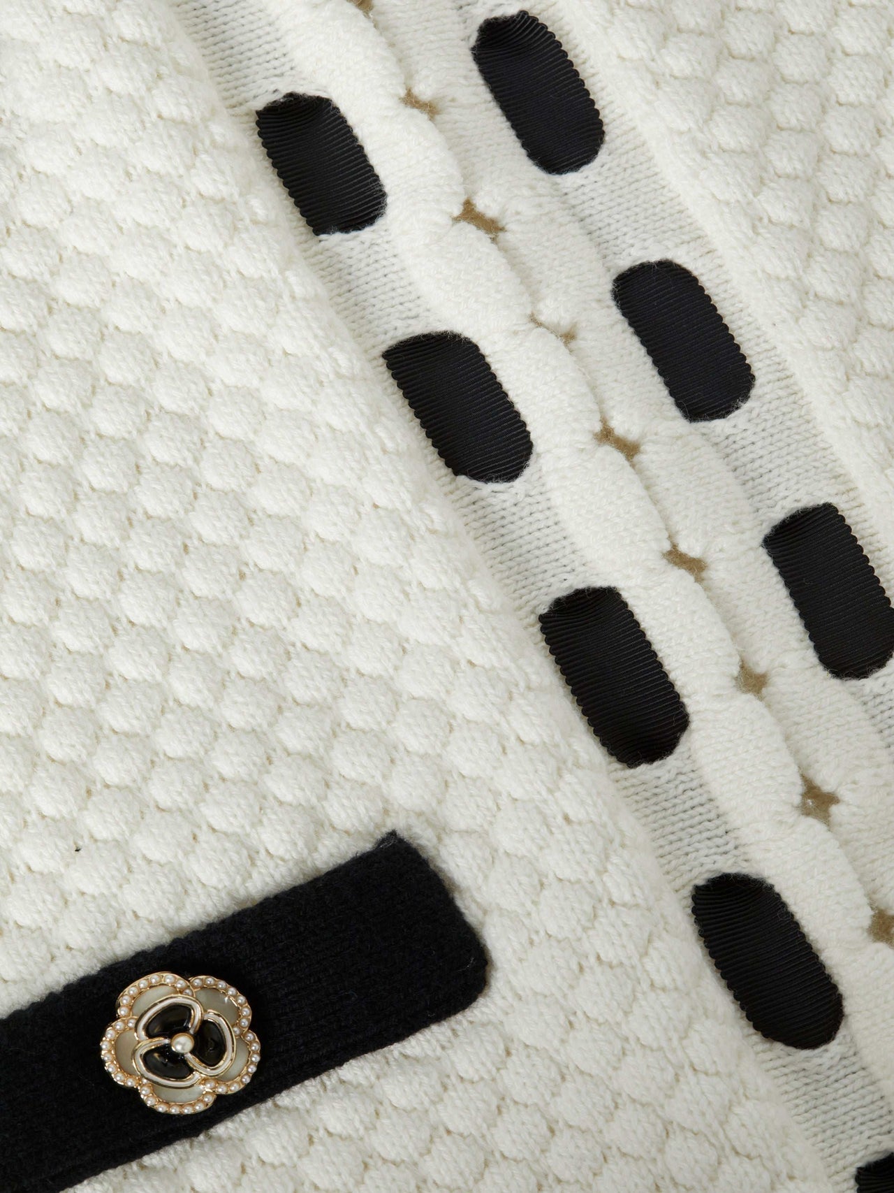 Astor Cardigan in Ivory/Black