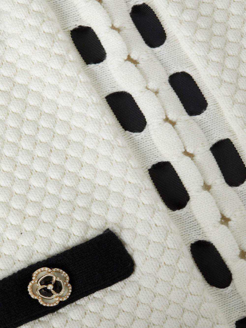 Astor Cardigan in Ivory/Black