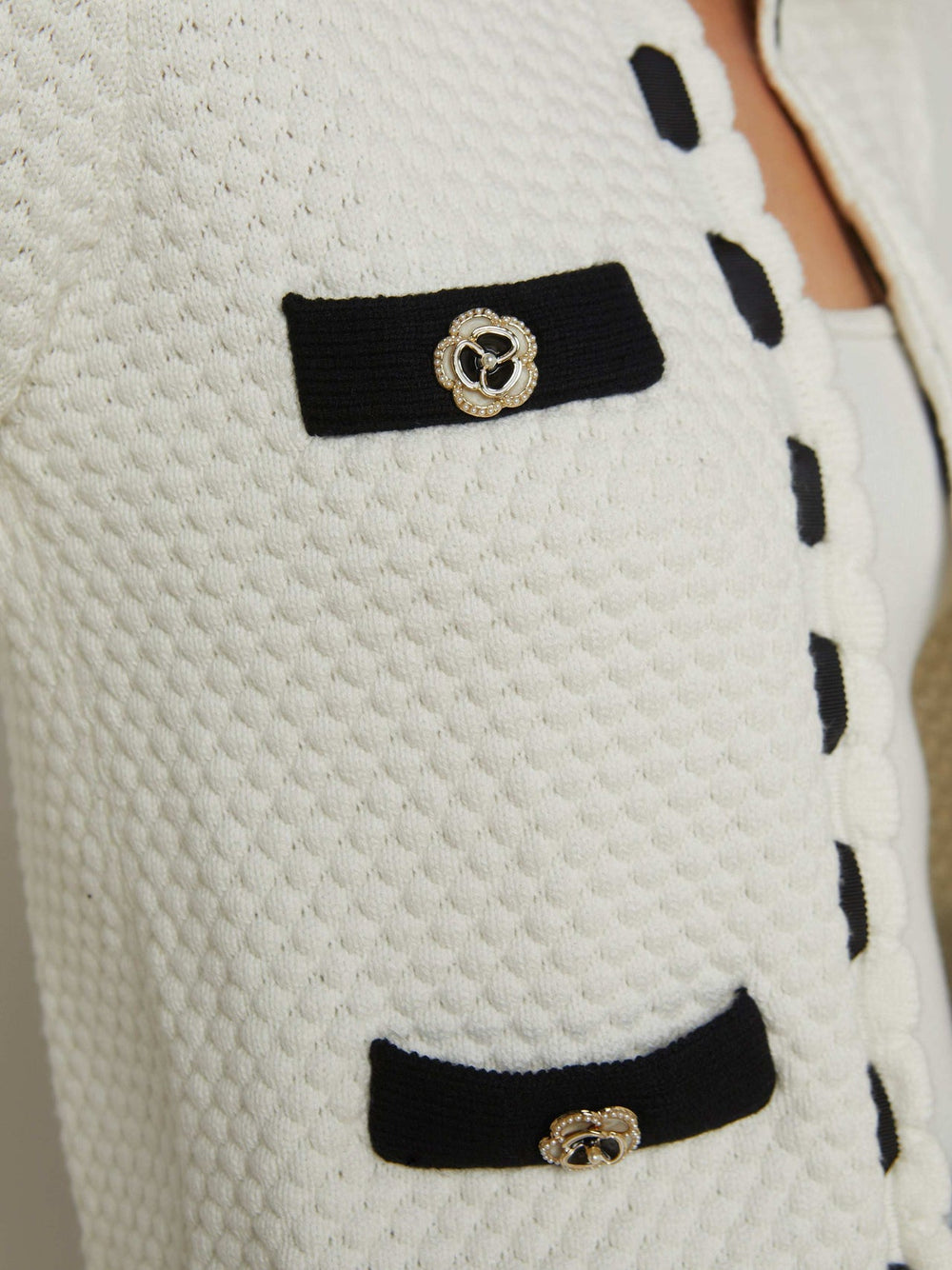 Astor Cardigan in Ivory/Black
