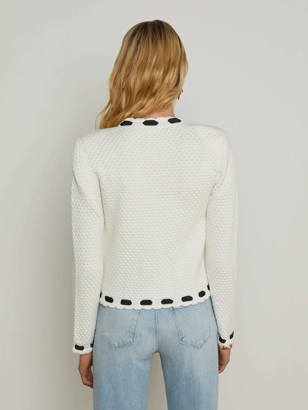 Astor Cardigan in Ivory/Black