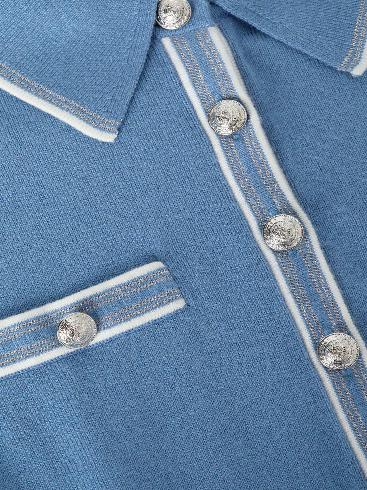 Masaki Sweater in Harbor Blue/Ivory/Nickel