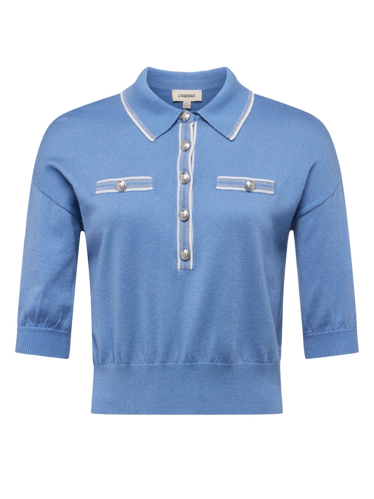 Masaki Sweater in Harbor Blue/Ivory/Nickel