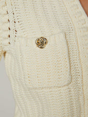 Delilah Cropped Cardigan in Vintage White/Gold Knot