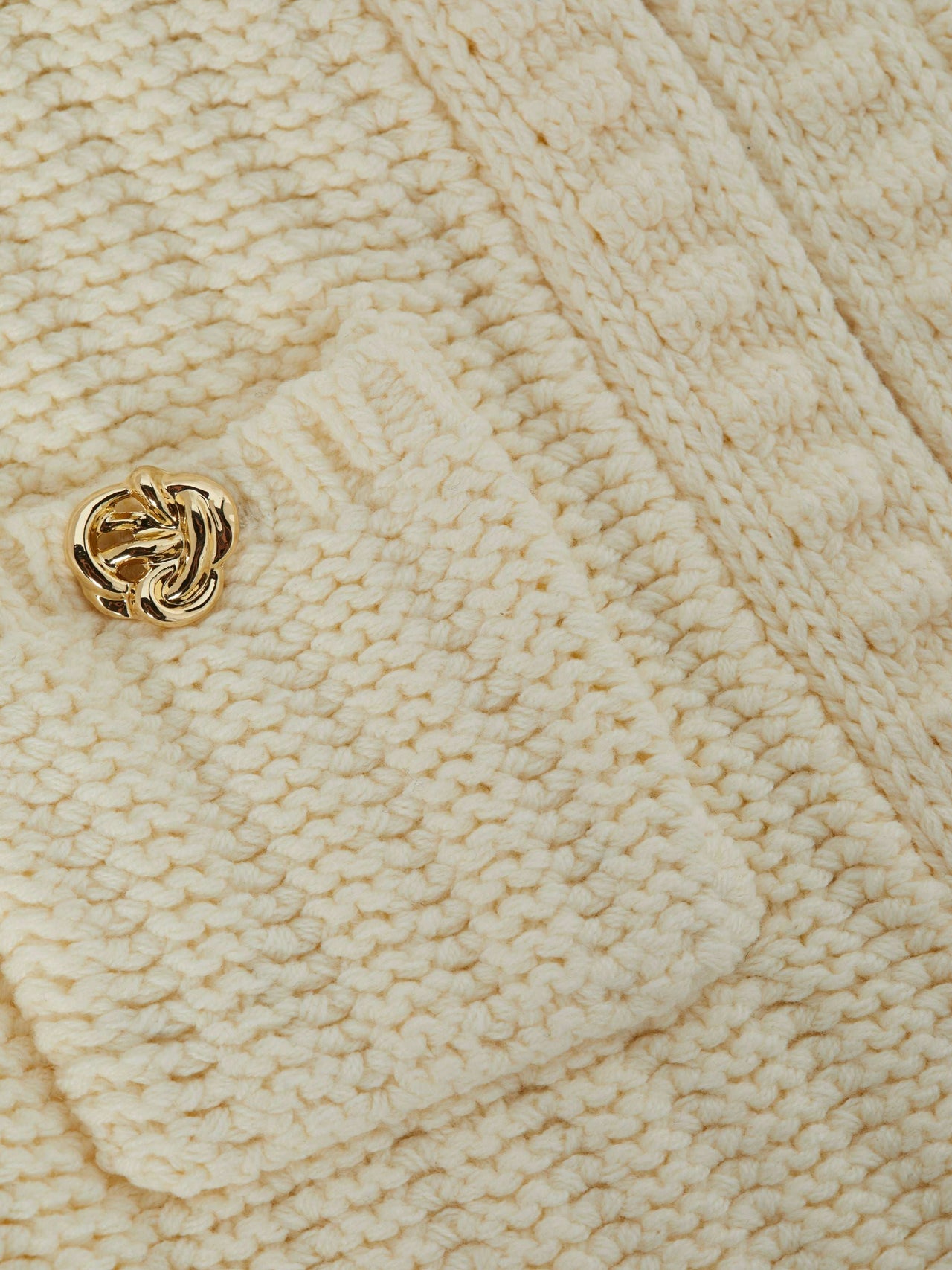 Delilah Cropped Cardigan in Vintage White/Gold Knot