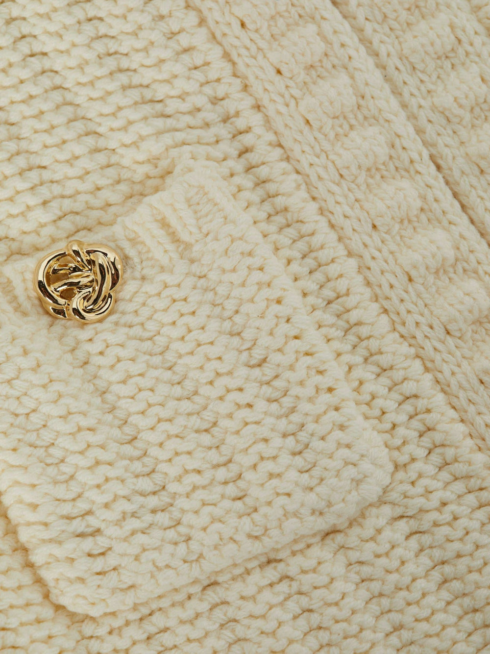 Delilah Cropped Cardigan in Vintage White/Gold Knot