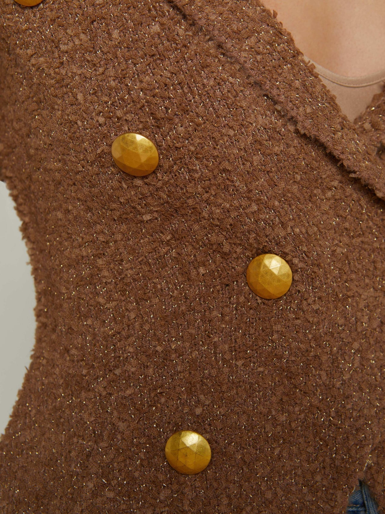 Bethany Knit Blazer in Dark Cappuccino/Gold