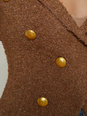 Bethany Knit Blazer in Dark Cappuccino/Gold