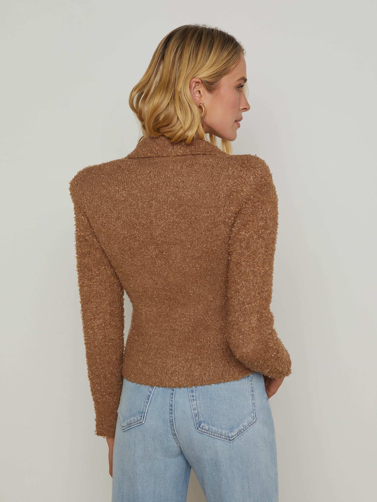 Bethany Knit Blazer in Dark Cappuccino/Gold