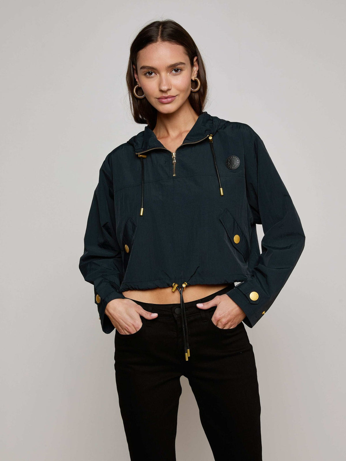 Bronwyn Cropped Windbreaker in Black
