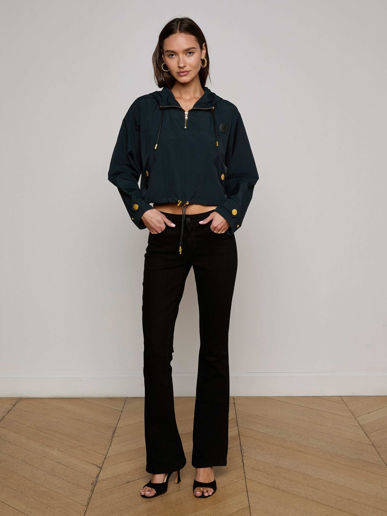 Bronwyn Cropped Windbreaker in Black