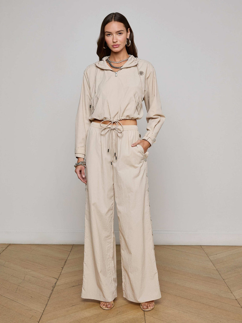 Bronwyn Cropped Windbreaker in Cement