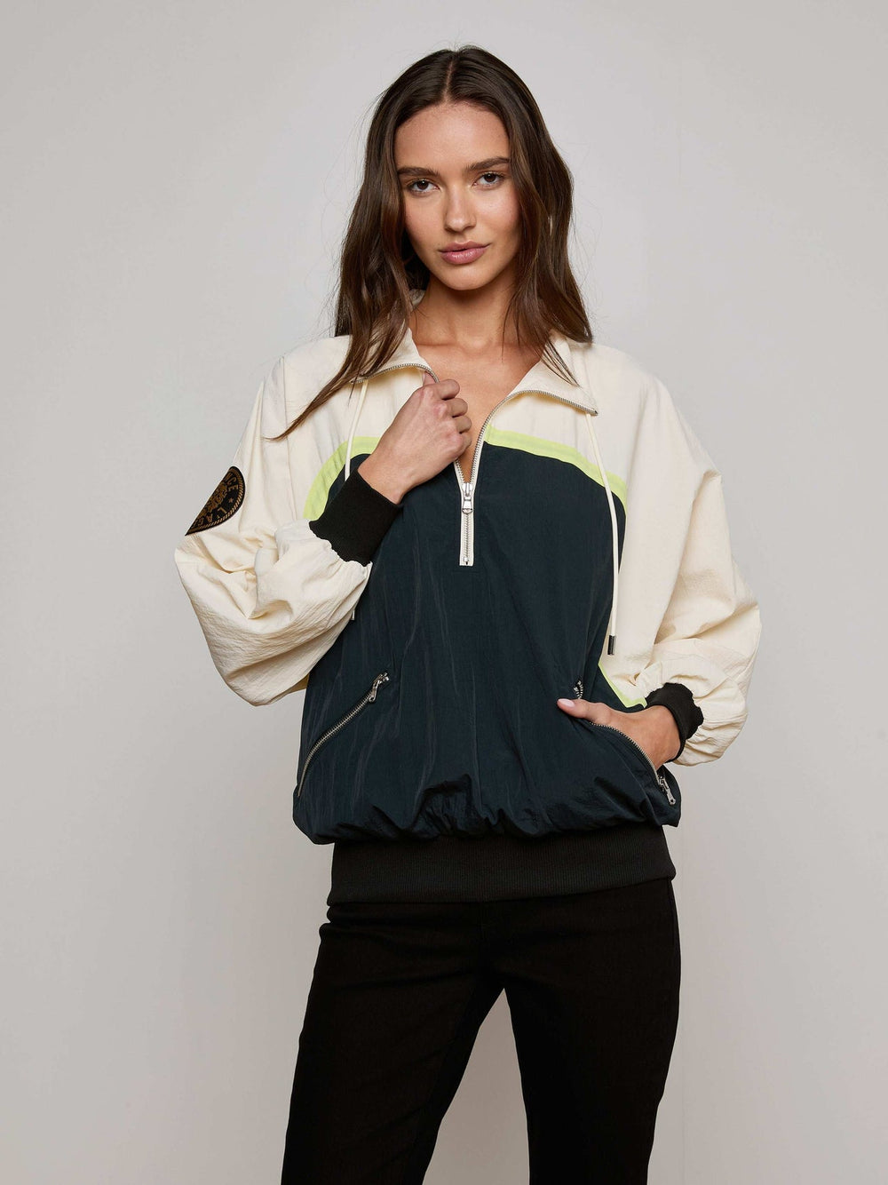 Aurelia Windbreaker in Black/Cream/Lime