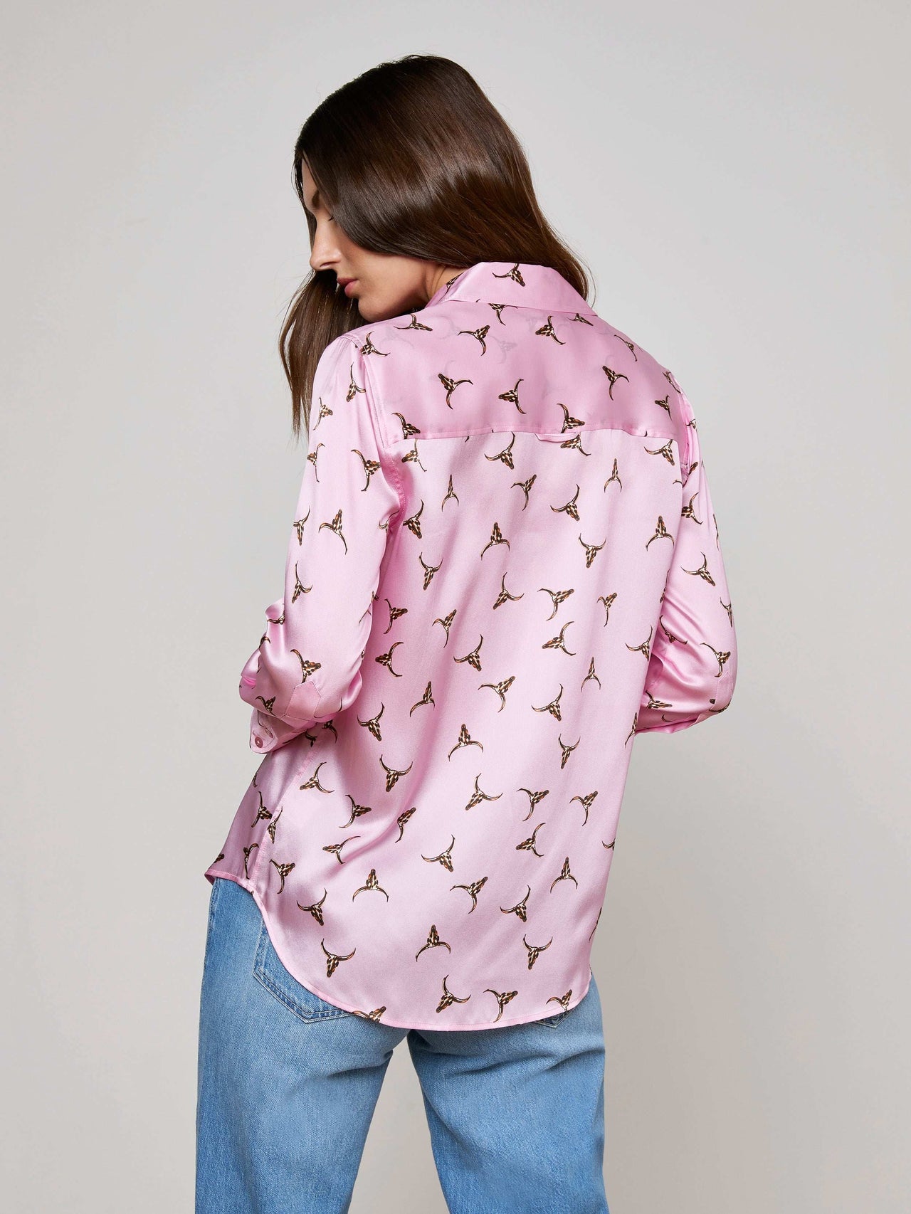 Dani Silk Blouse in Blush/Bronze Bulls Head