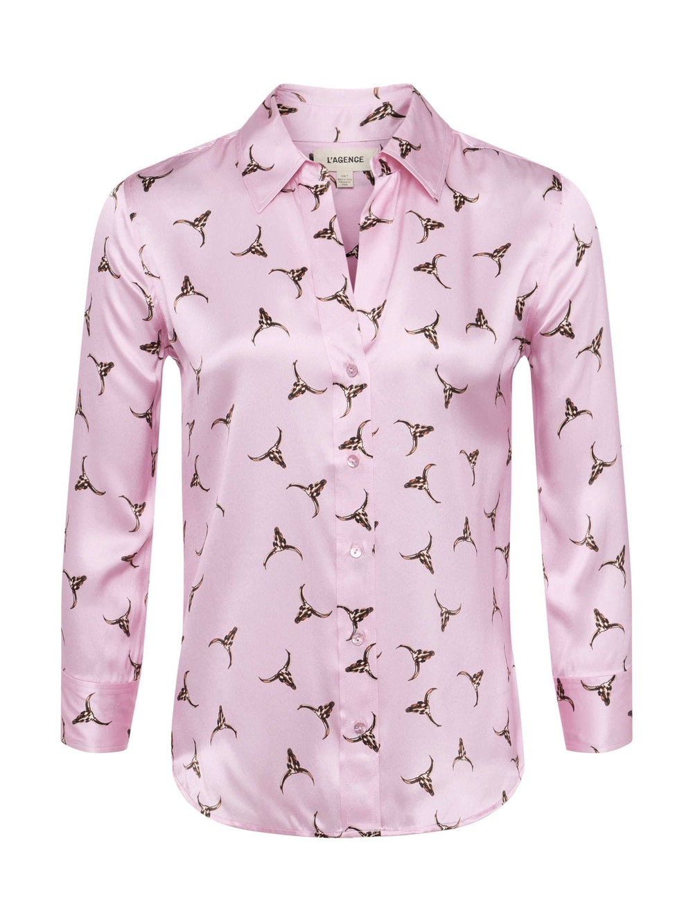 Dani Silk Blouse in Blush/Bronze Bulls Head