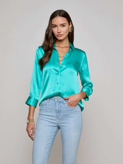 Dani Silk Blouse in Pool Blue
